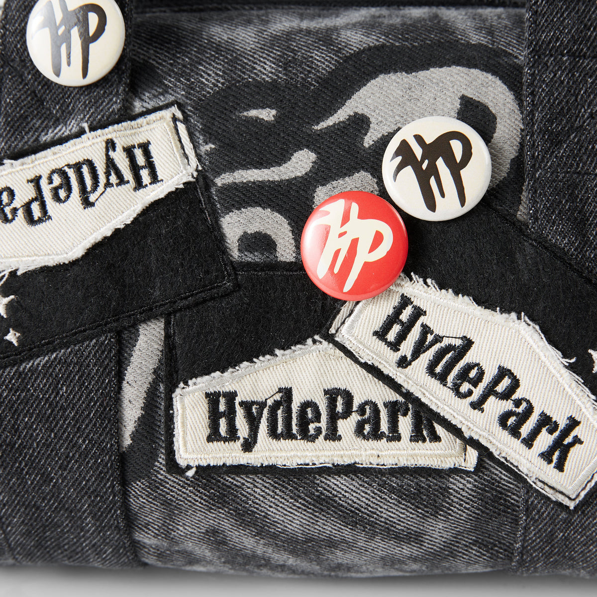 Up-Cycled, Written Up- Denim Mini Duffle Bag- Black