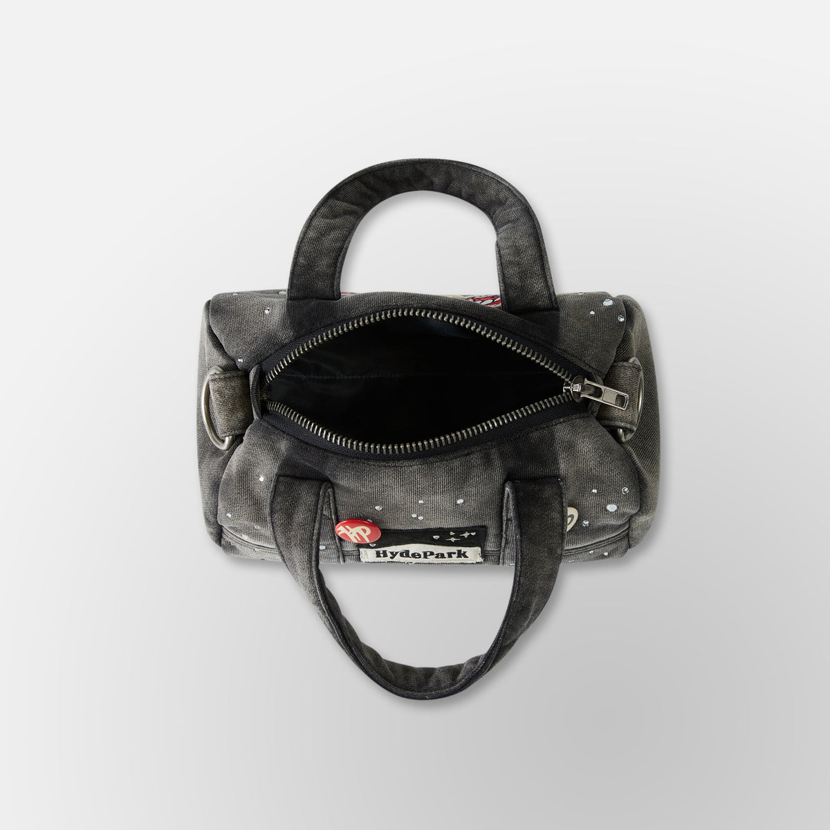 Studded Denim Mini Duffel Bag - Black