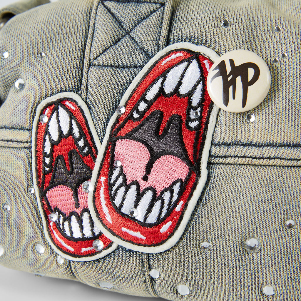 Studded Denim Mini Duffel Bag - Blue