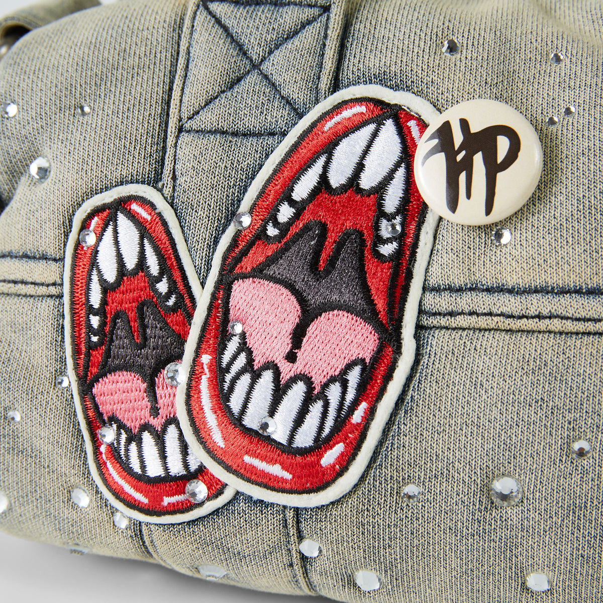 Studded Denim Mini Duffel Bag - Blue