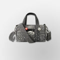 Studded Denim Mini Duffel Bag - Black