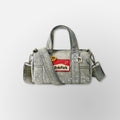 Studded Denim Mini Duffel Bag - Blue