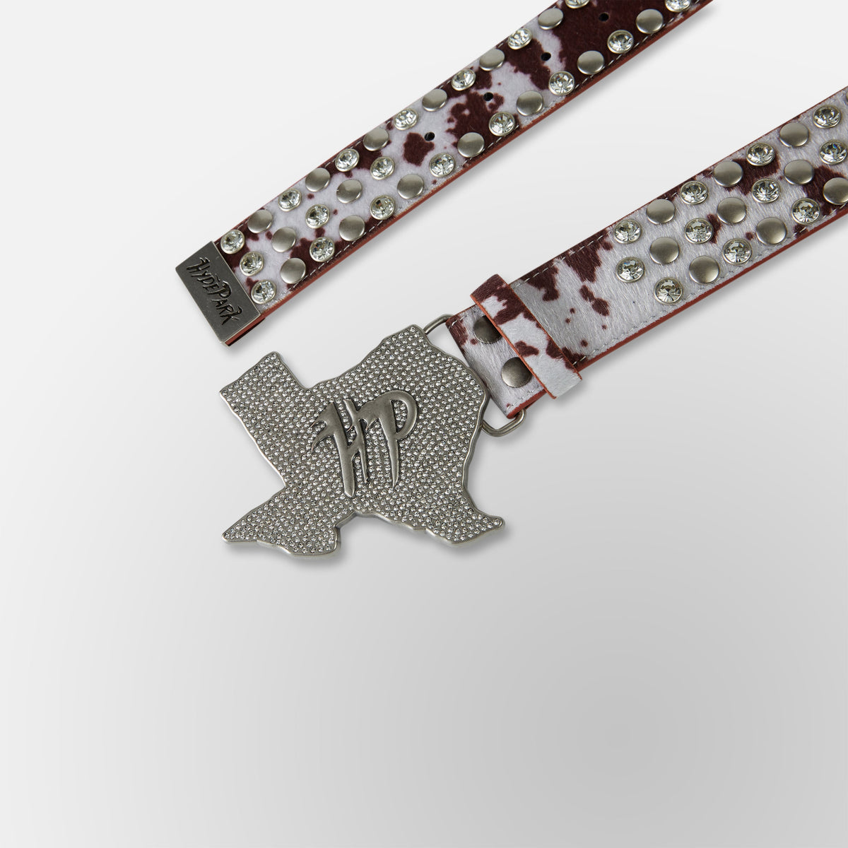 Cow Print Texas HP Belt - Cream Brown