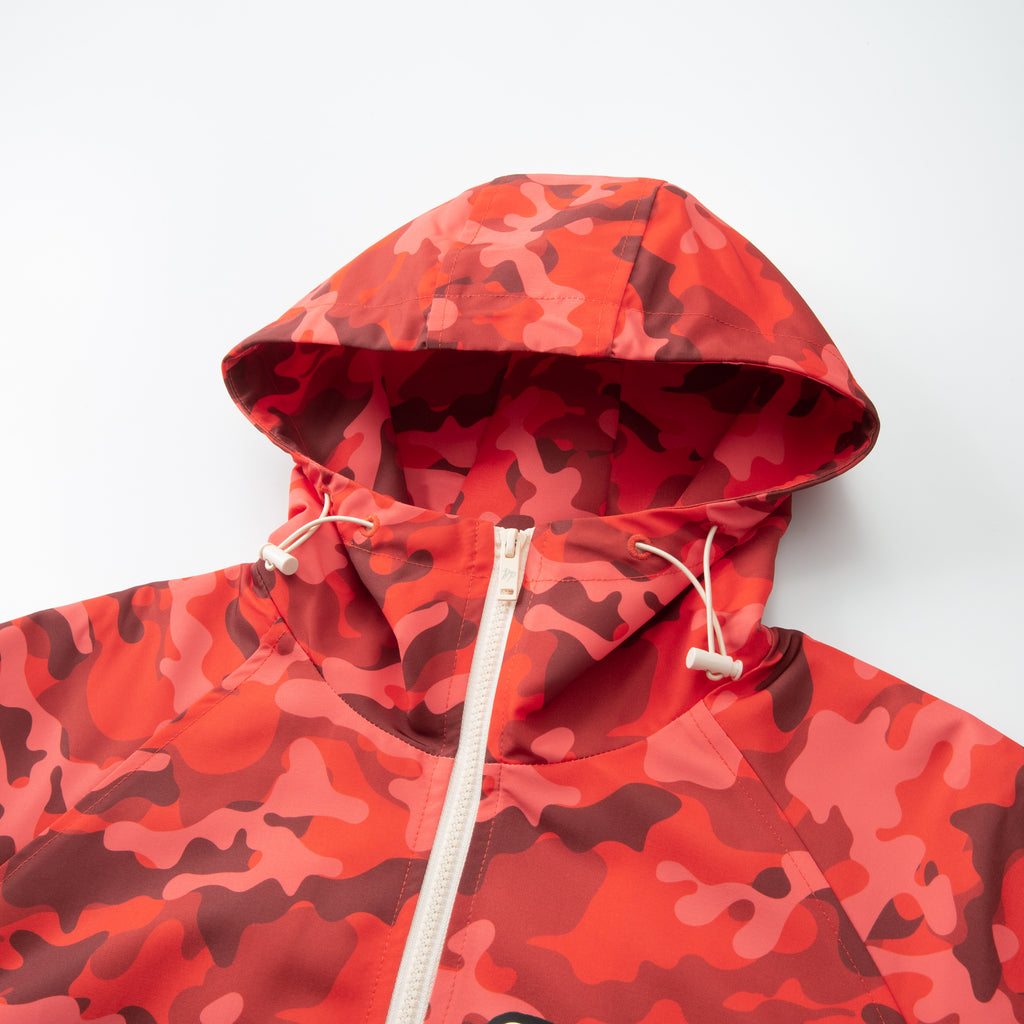 Lightening Camo Hooded Track Jacket - Red
