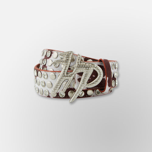 Cow Print HP Belt - Cream Brown