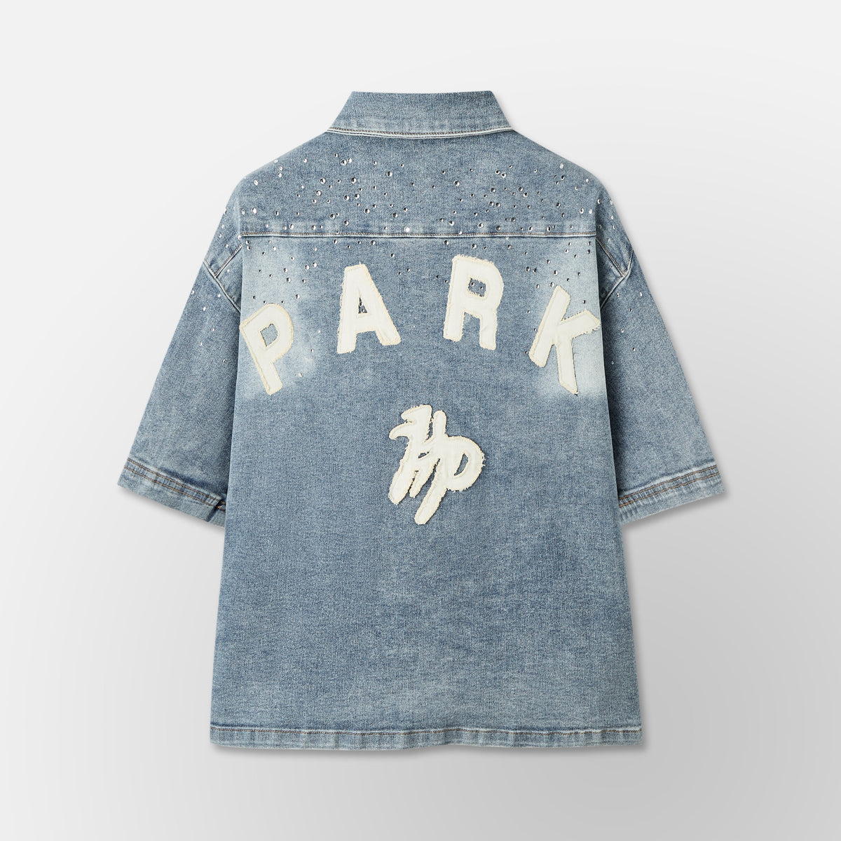 Studded Park Denim Work Shirt - Blue