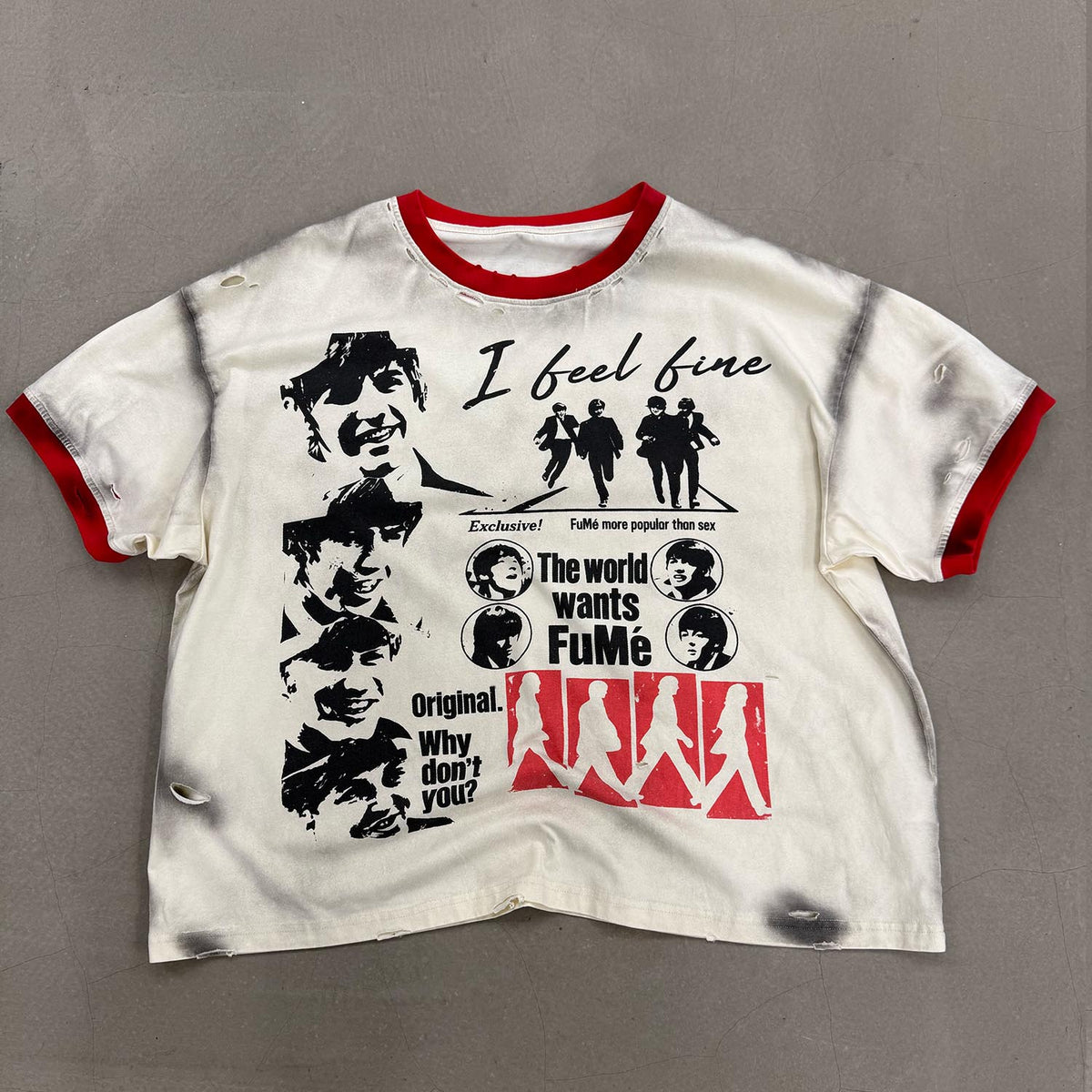 Beattles Ringer Tee -White / Red