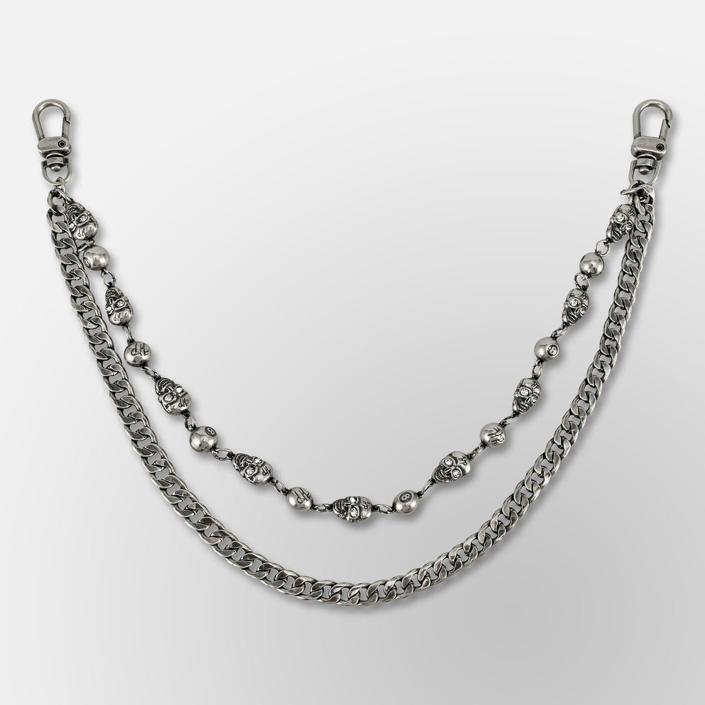 HP Eight Ball, Crystal Eyes HP Skull Link / Cuban Link Double - Wallet Chain