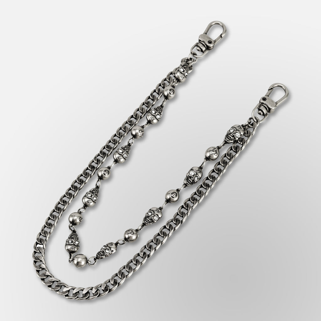 HP Eight Ball, Crystal Eyes HP Skull Link / Cuban Link Double - Wallet Chain
