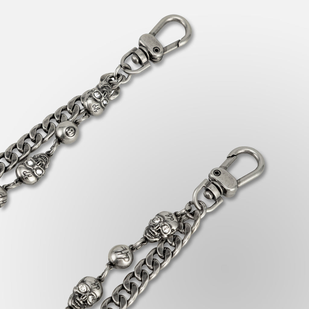 HP Eight Ball, Crystal Eyes HP Skull Link / Cuban Link Double - Wallet Chain