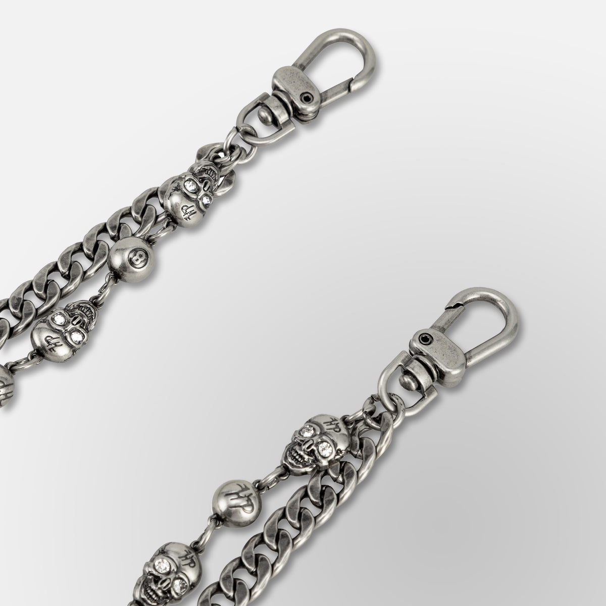 HP Eight Ball, Crystal Eyes HP Skull Link / Cuban Link Double - Wallet Chain