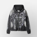 Electric Panther- Throw Back- Full ZIP Hoodie- Black