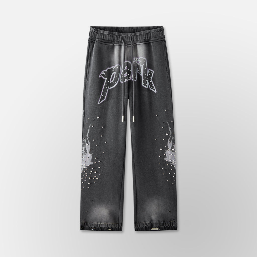 Electric Panther- Throw Back- Wide Leg Jogger- Black