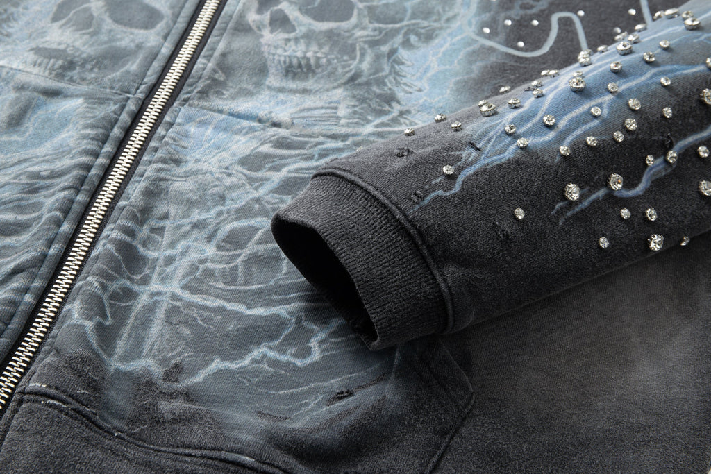 Grayskull- Throw Back- Full ZIP Hoodie- Black