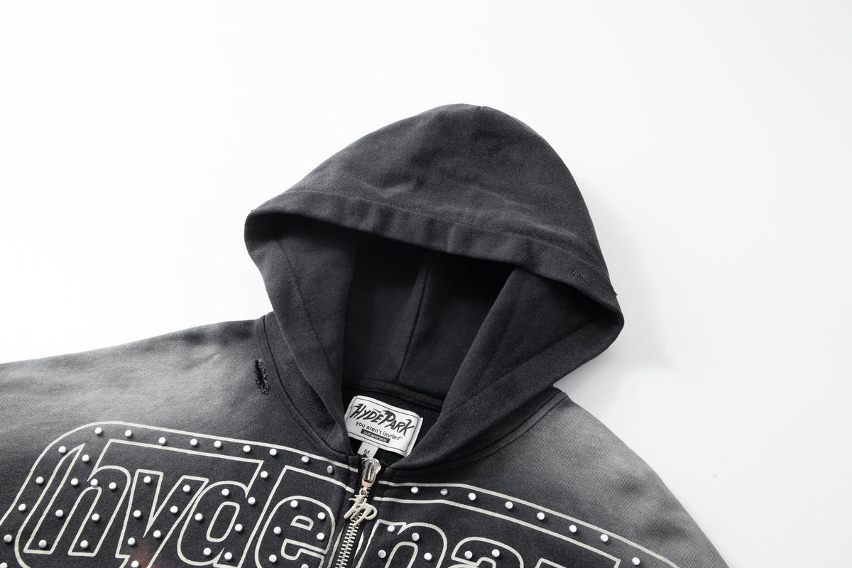 Divine Awakening- Throw Back- Full ZIP Hoodie- Black