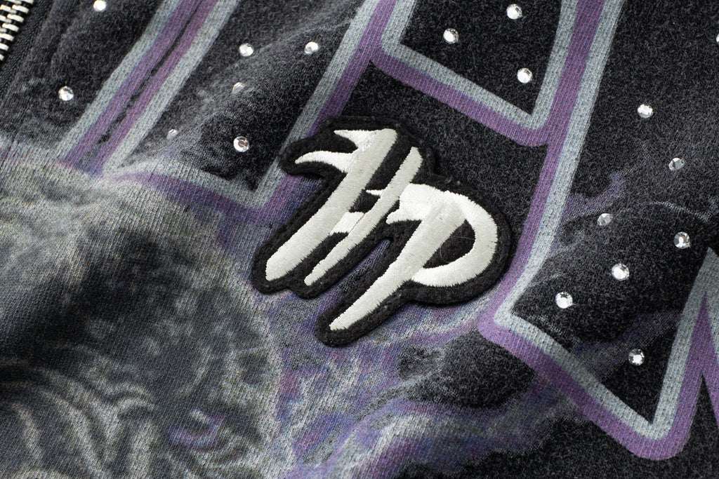 Electric Panther- Throw Back- Full ZIP Hoodie- Black