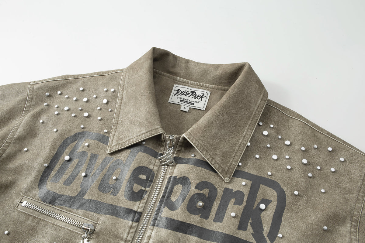 Super Speed Racer Moto Jacket - Collar - Sand