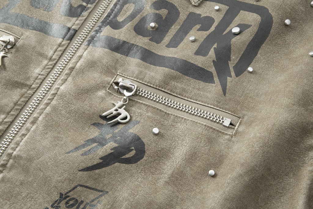 Super Speed Racer Moto Jacket - Collar - Sand