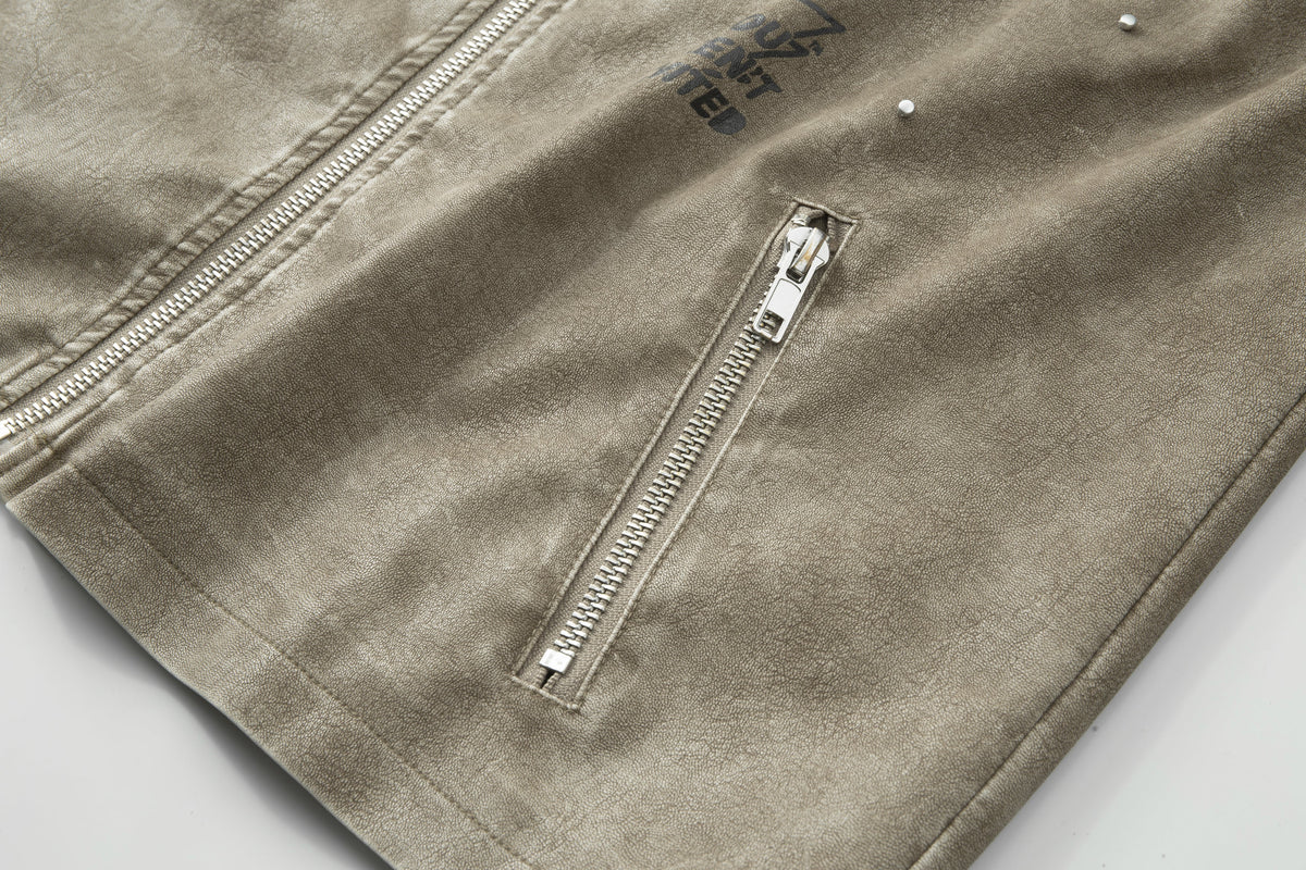 Super Speed Racer Moto Jacket - Collar - Sand