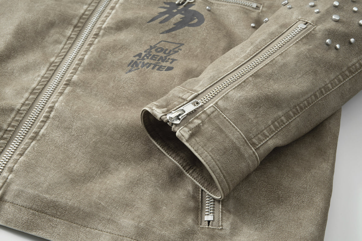 Super Speed Racer Moto Jacket - Collar - Sand