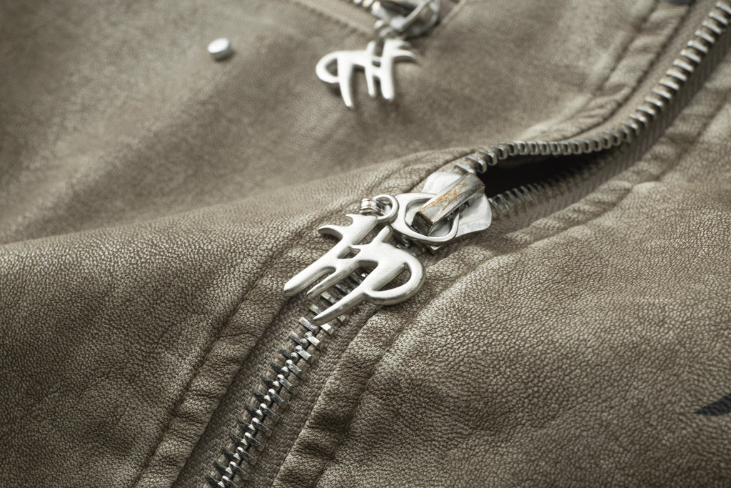 Super Speed Racer Moto Jacket - Collar - Sand
