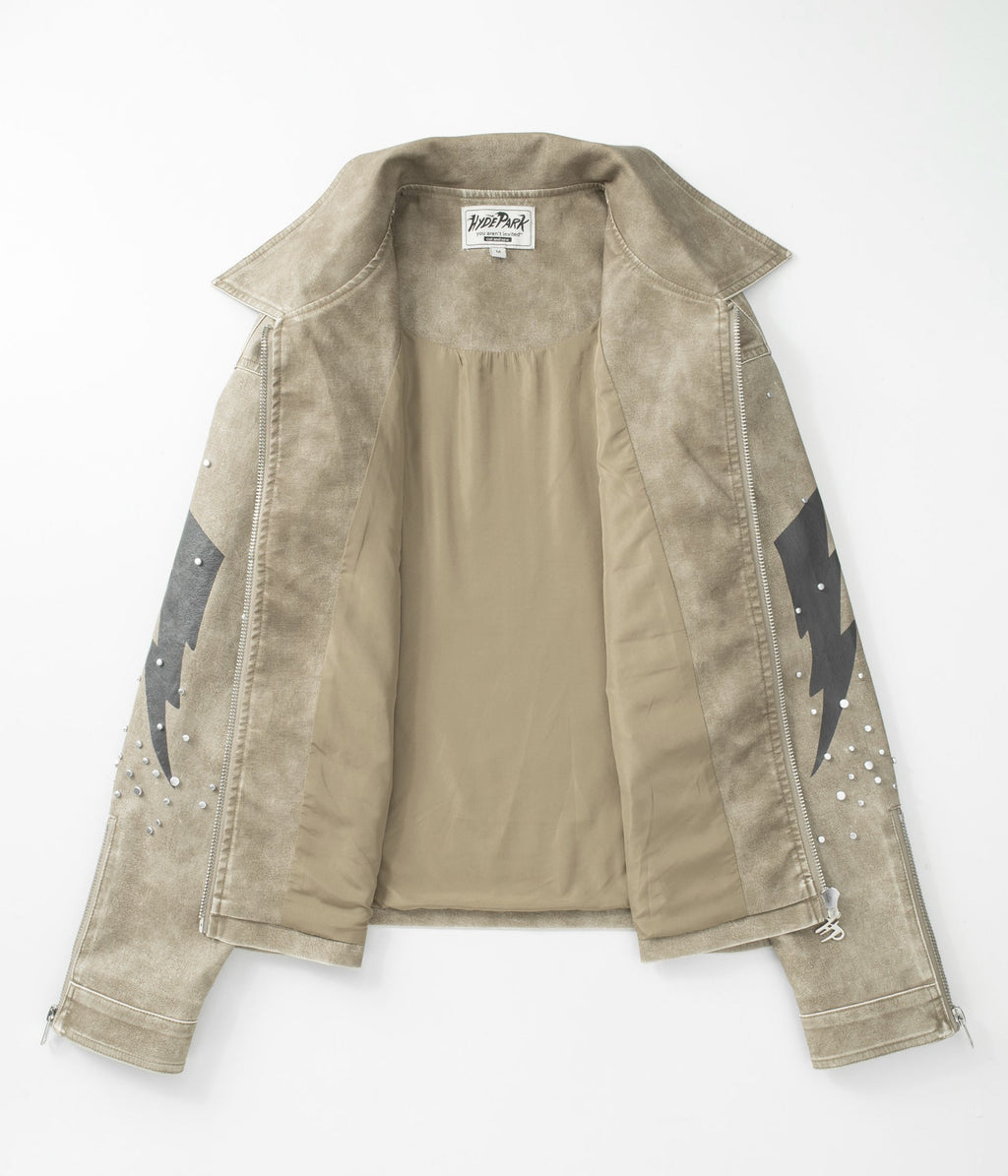 Super Speed Racer Moto Jacket - Collar - Sand