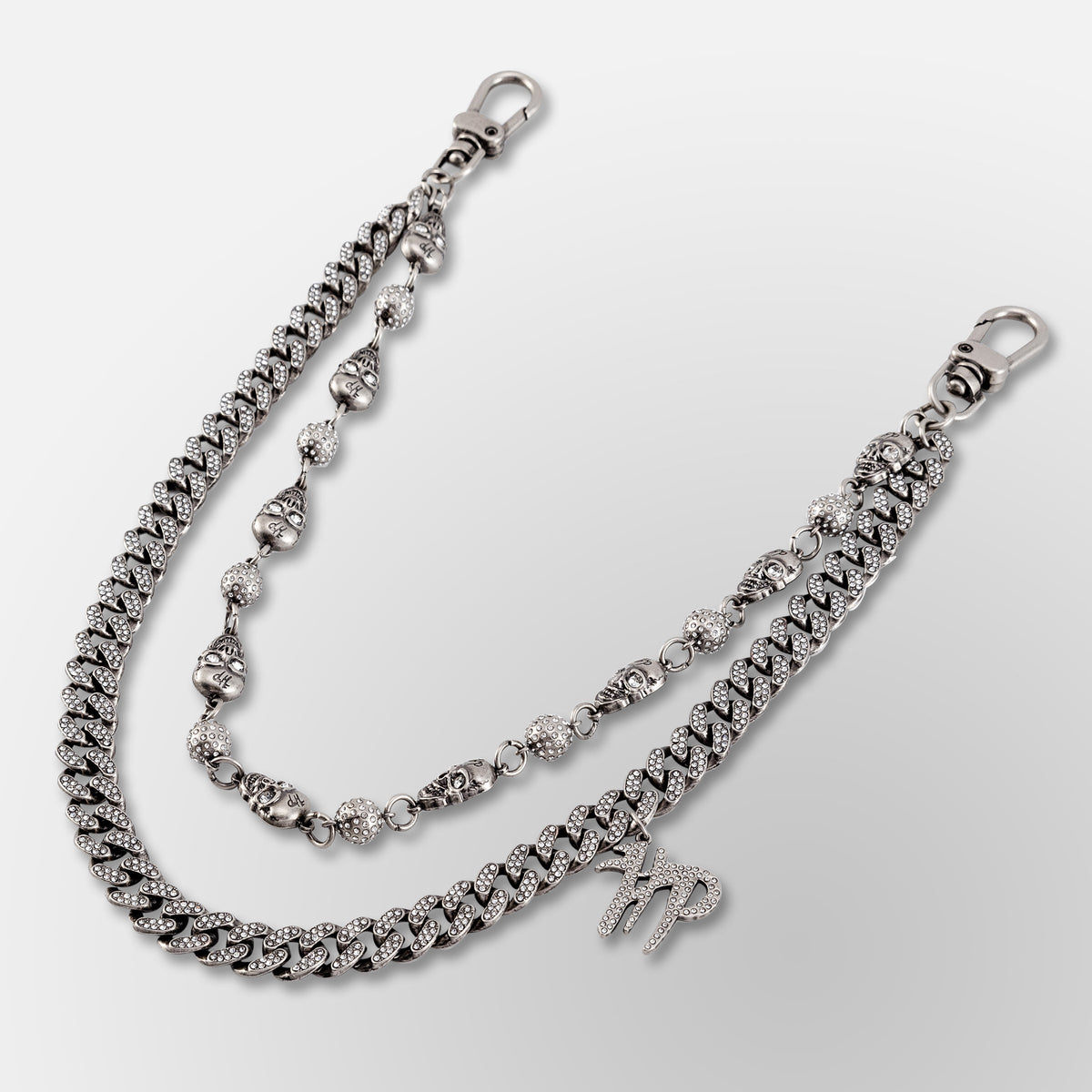 Iced Out Eight Ball Skeleton Wallet Double Chain