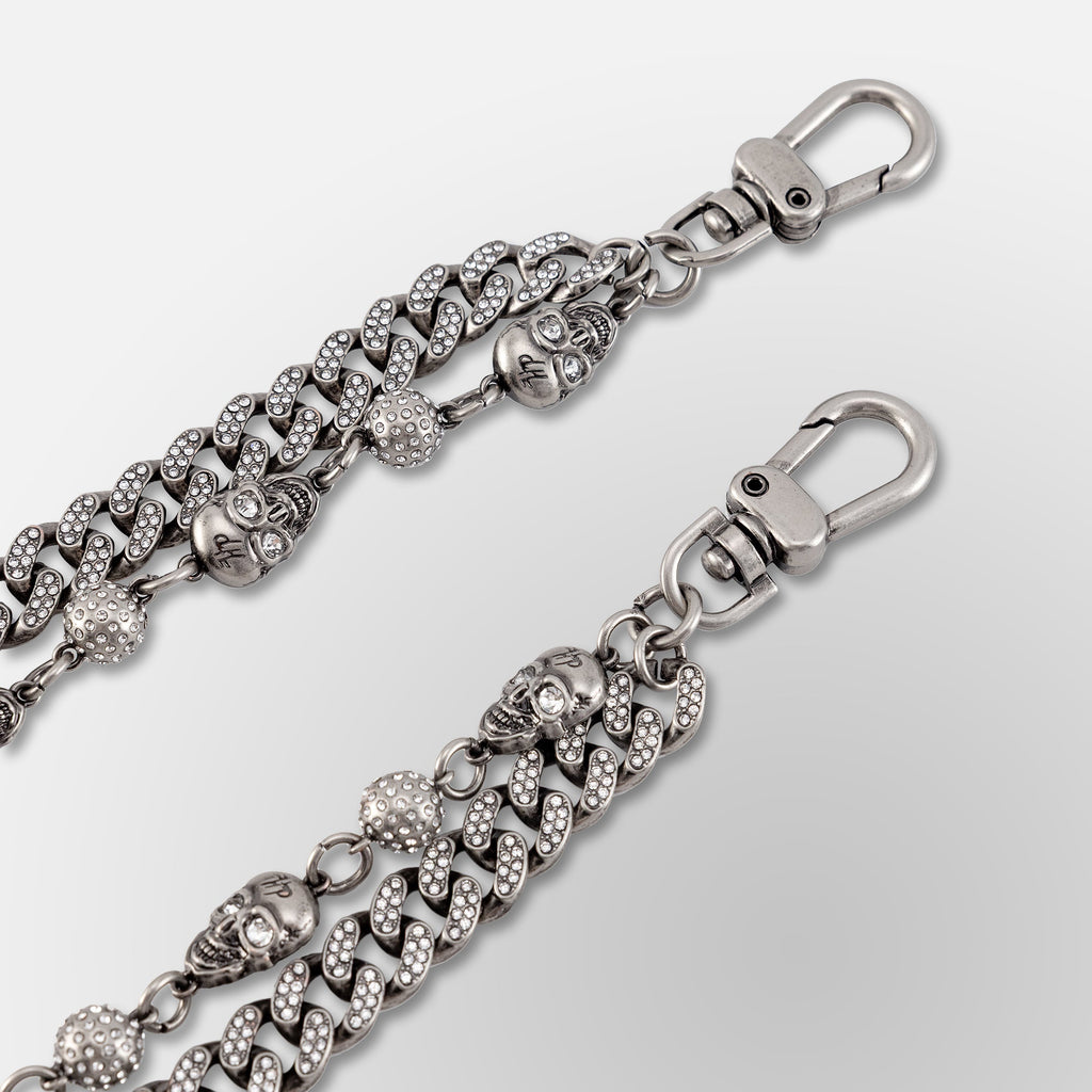Iced Out Eight Ball Skeleton Wallet Double Chain