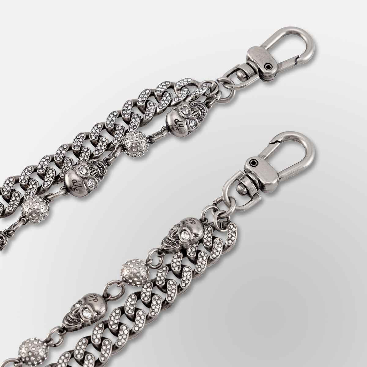 Iced Out Eight Ball Skeleton Wallet Double Chain