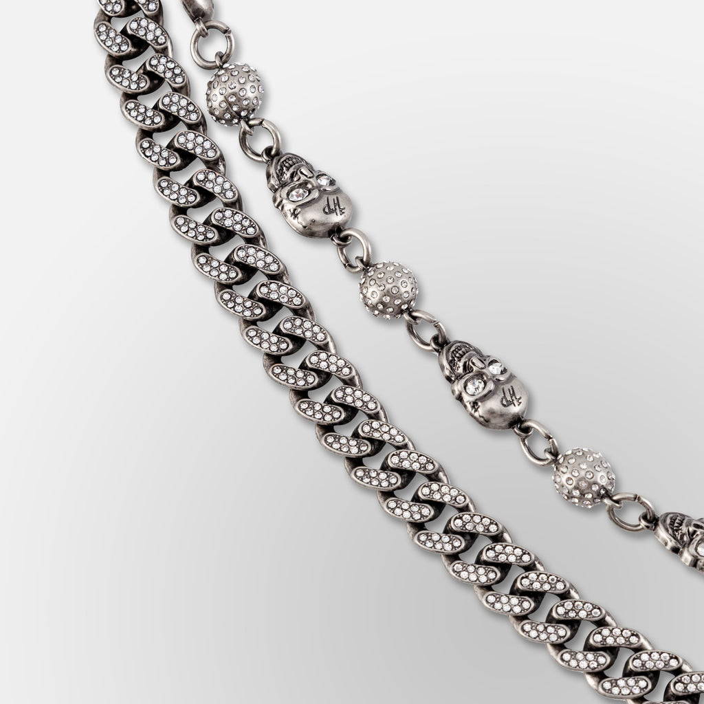 Iced Out Eight Ball Skeleton Wallet Double Chain