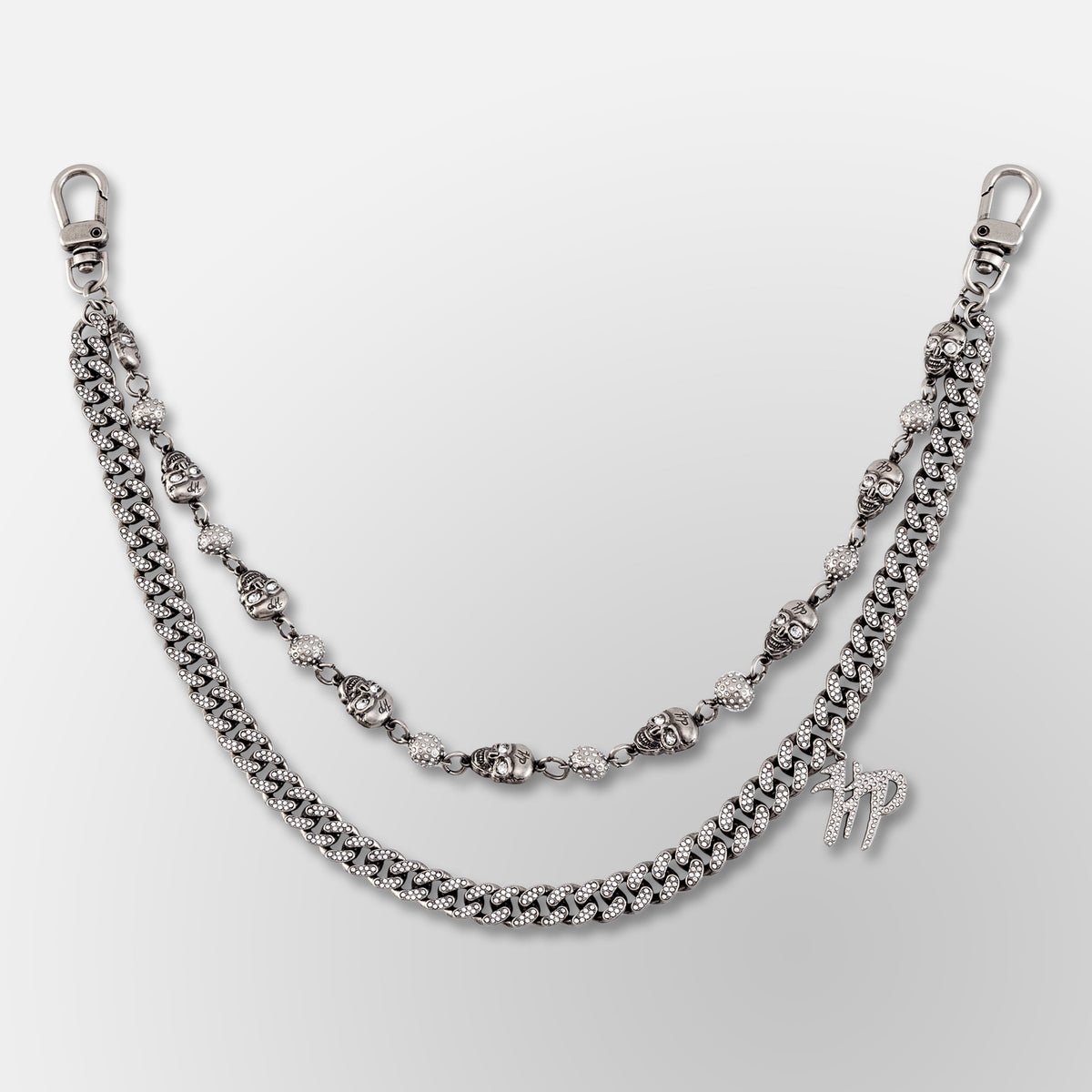 Iced Out Eight Ball Skeleton Wallet Double Chain