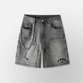 Double Knee Denim Work Shorts - Black