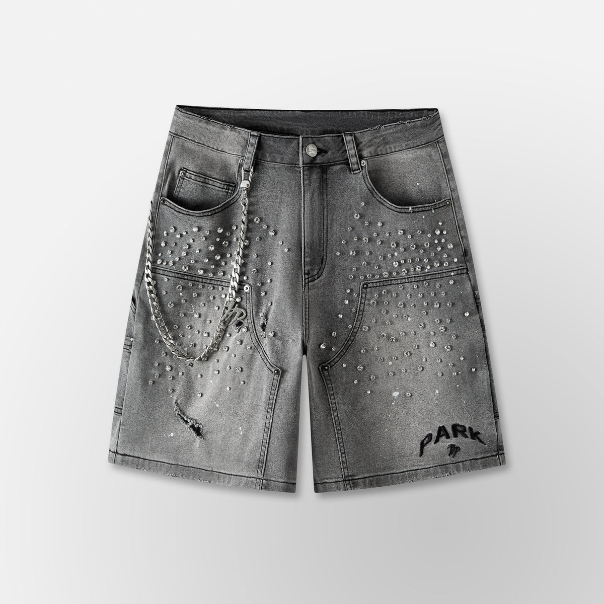 Double Knee Denim Work Shorts - Black