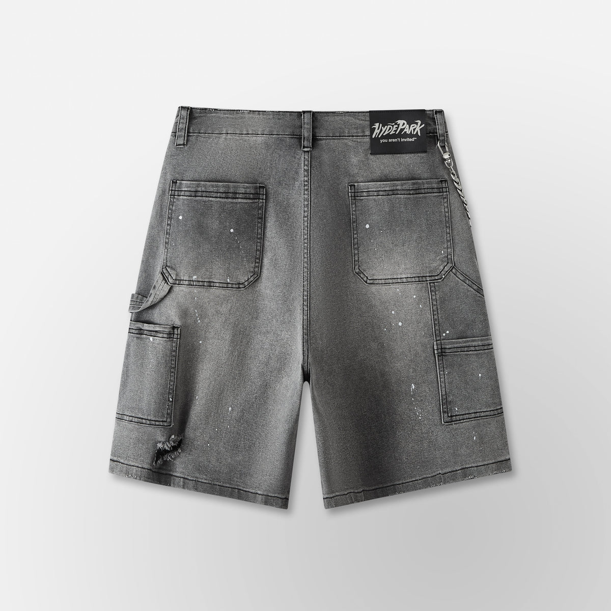 Double Knee Denim Work Shorts - Black