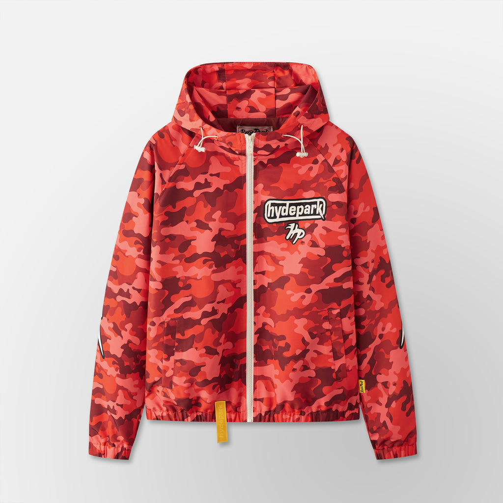 Lightening Camo Hooded Track Jacket - Red