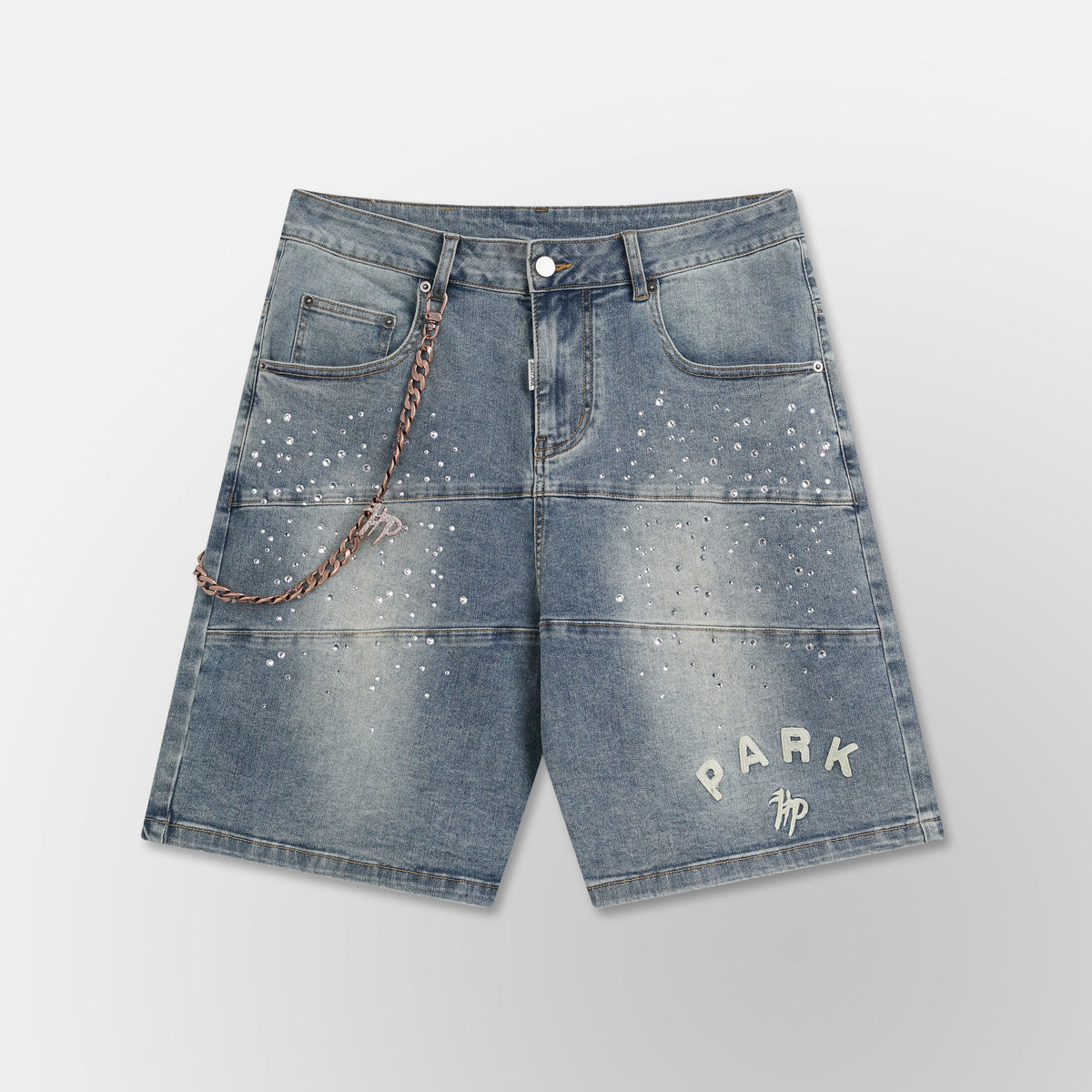 Studded Park Velocity Denim Short - Blue