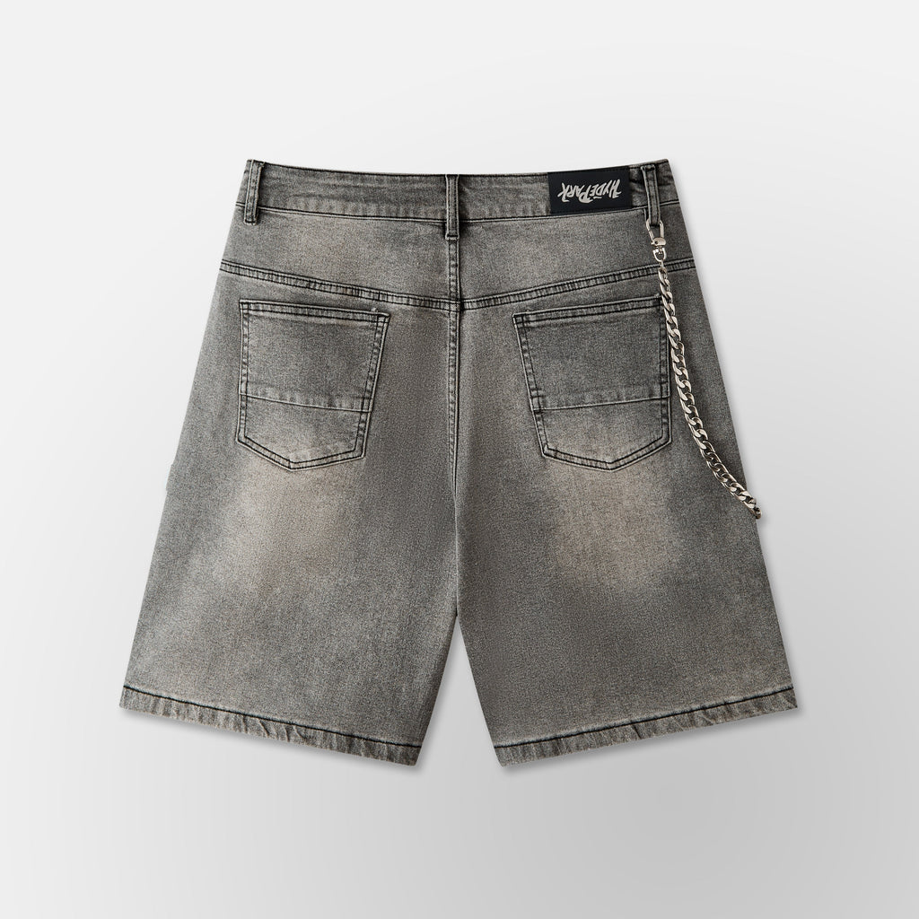 Studded Park Velocity Denim Short - Gray
