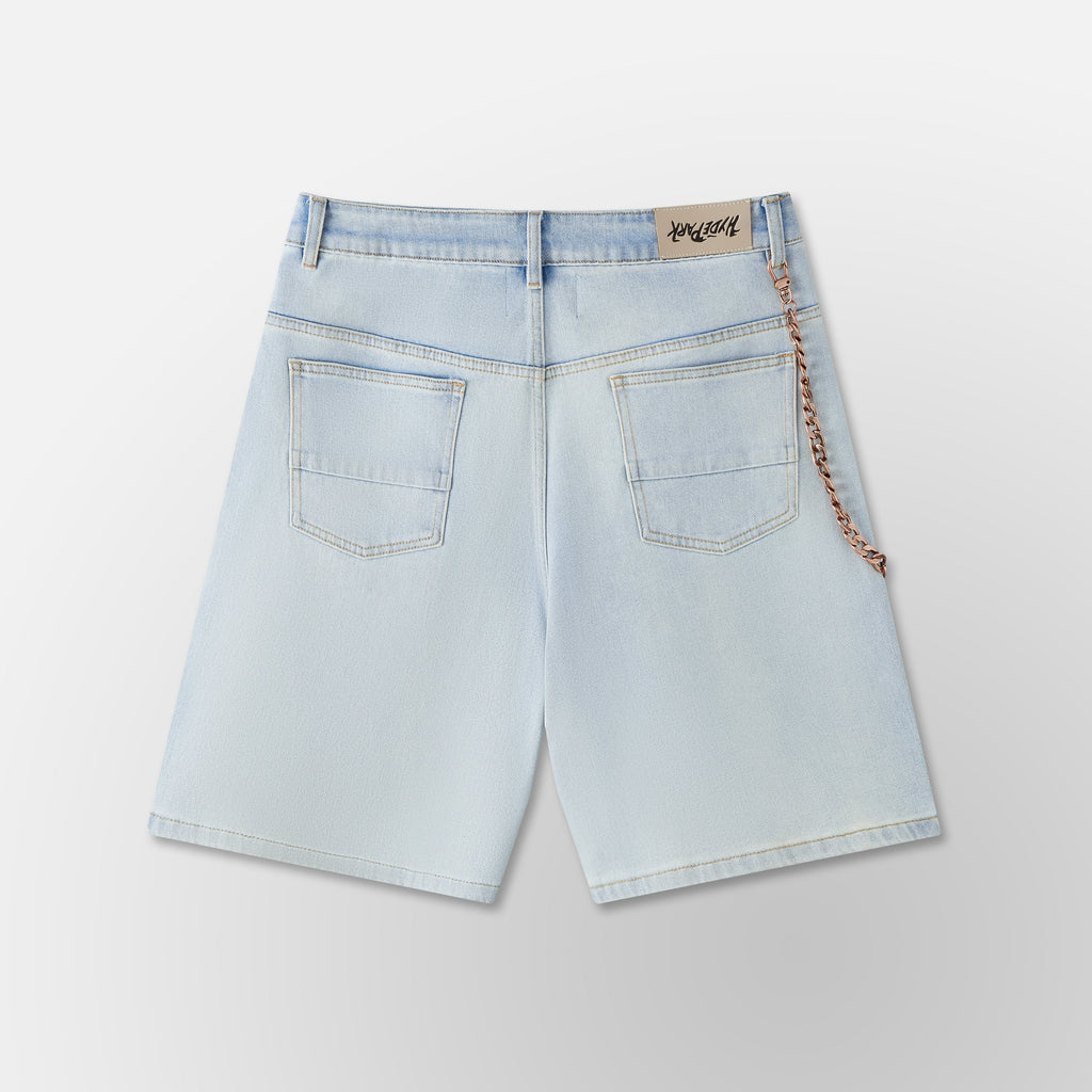 Studded Park Velocity Denim Short - Light Blue