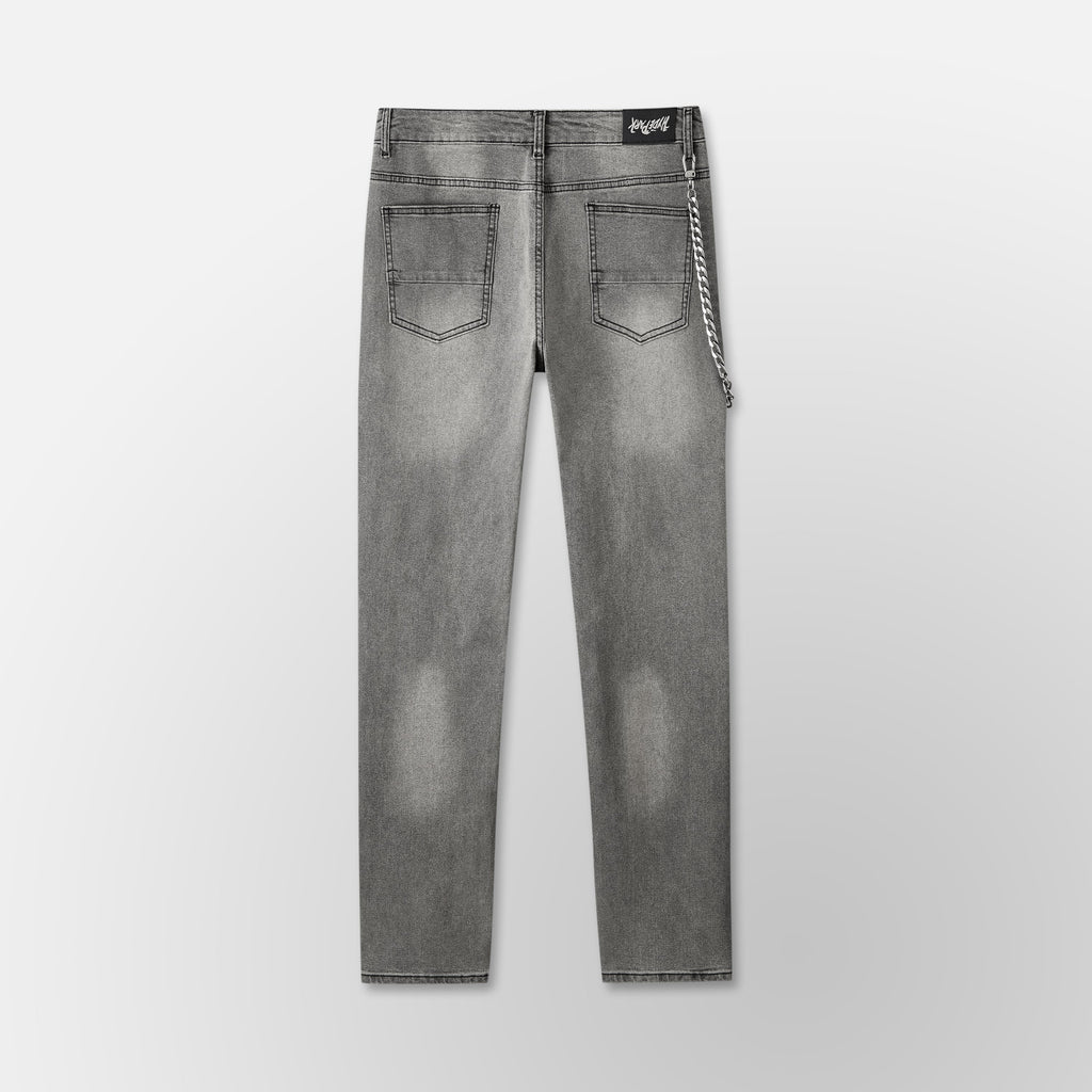 Studded Park Velocity Denim Pants - Grey
