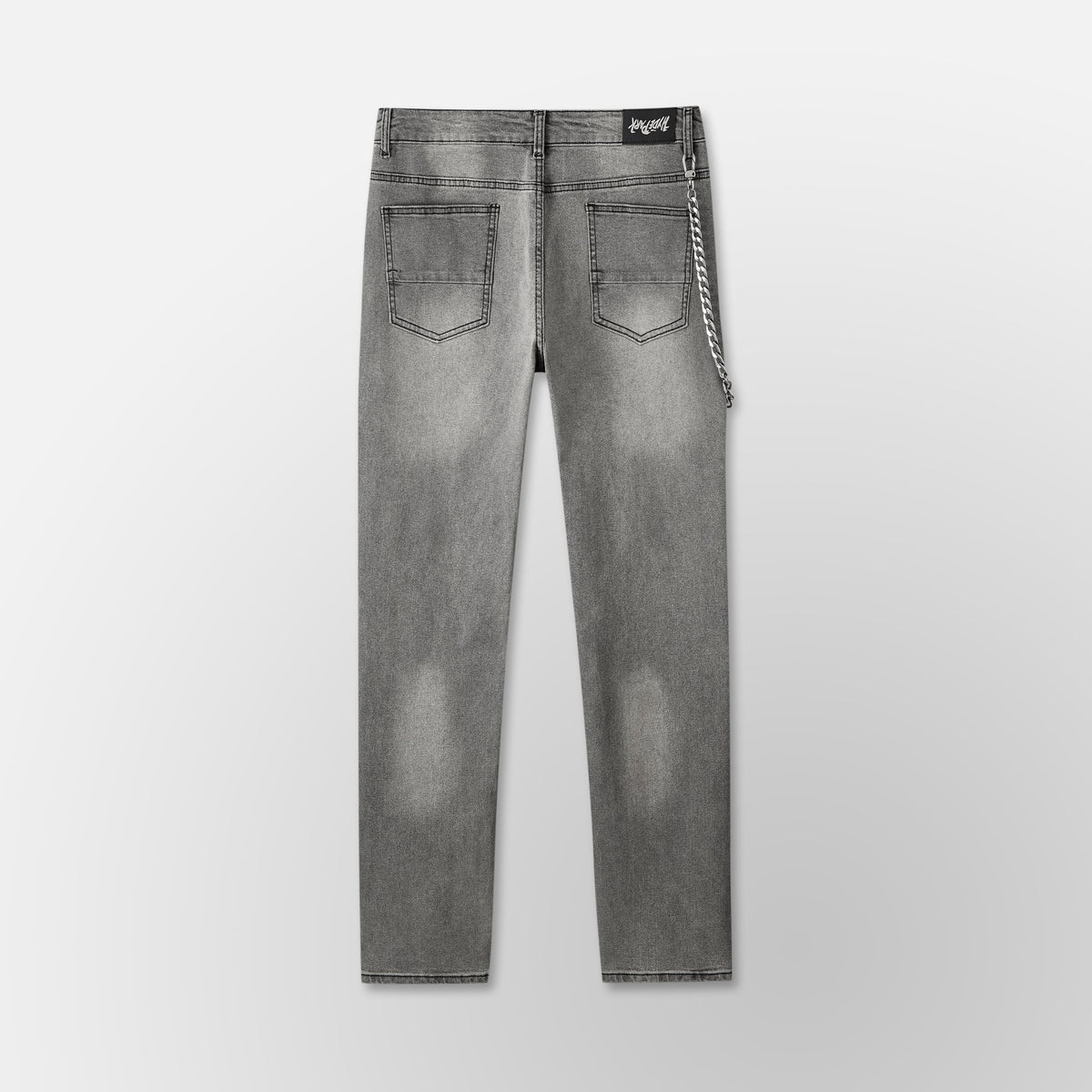 Studded Park Velocity Denim Pants - Grey