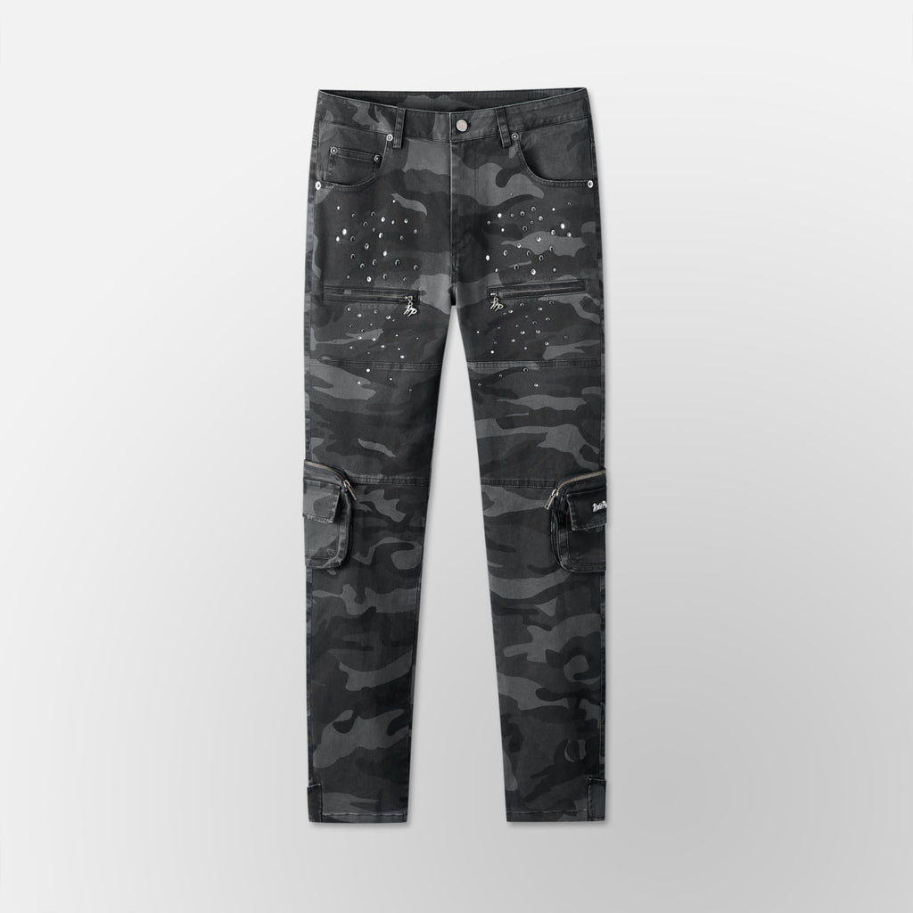Skinny Vintage Cargo Pants - Black Camo