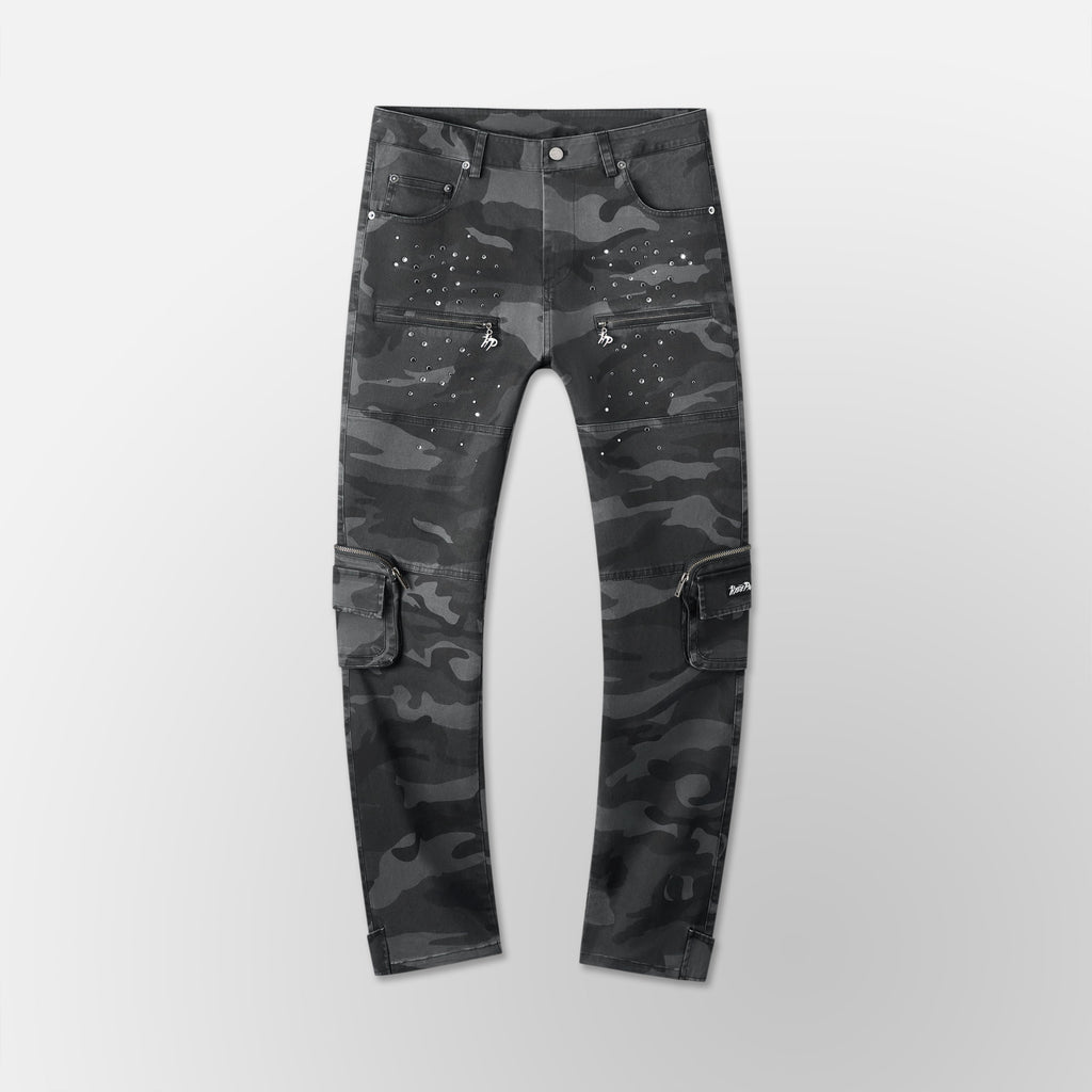 Skinny Vintage Cargo Pants - Black Camo