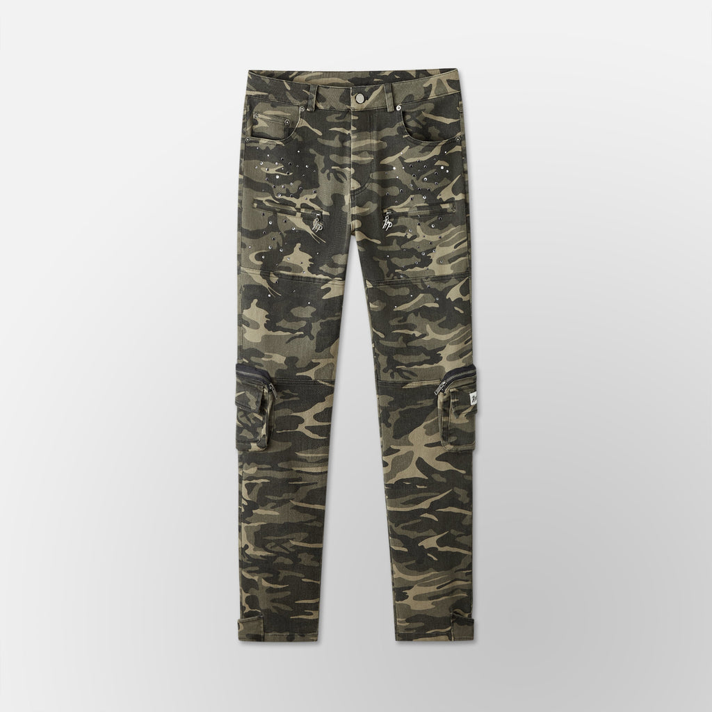 Skinny Vintage Cargo Pants - Green Camo