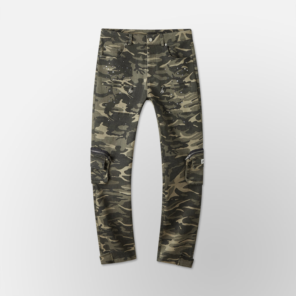 Skinny Vintage Cargo Pants - Green Camo