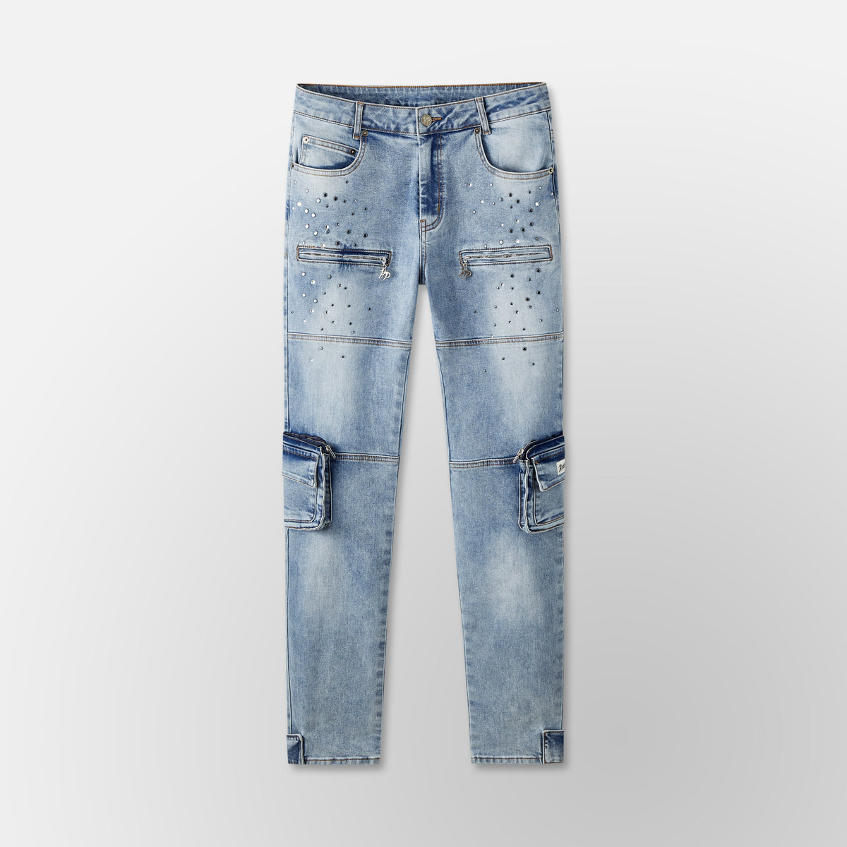 Skinny Vintage Cargo Pants - Blue Denim