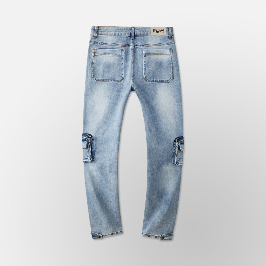 Skinny Vintage Cargo Pants - Blue Denim