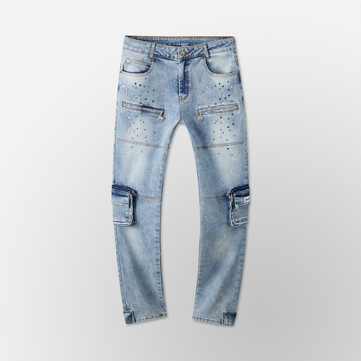 Skinny Vintage Cargo Pants - Blue Denim