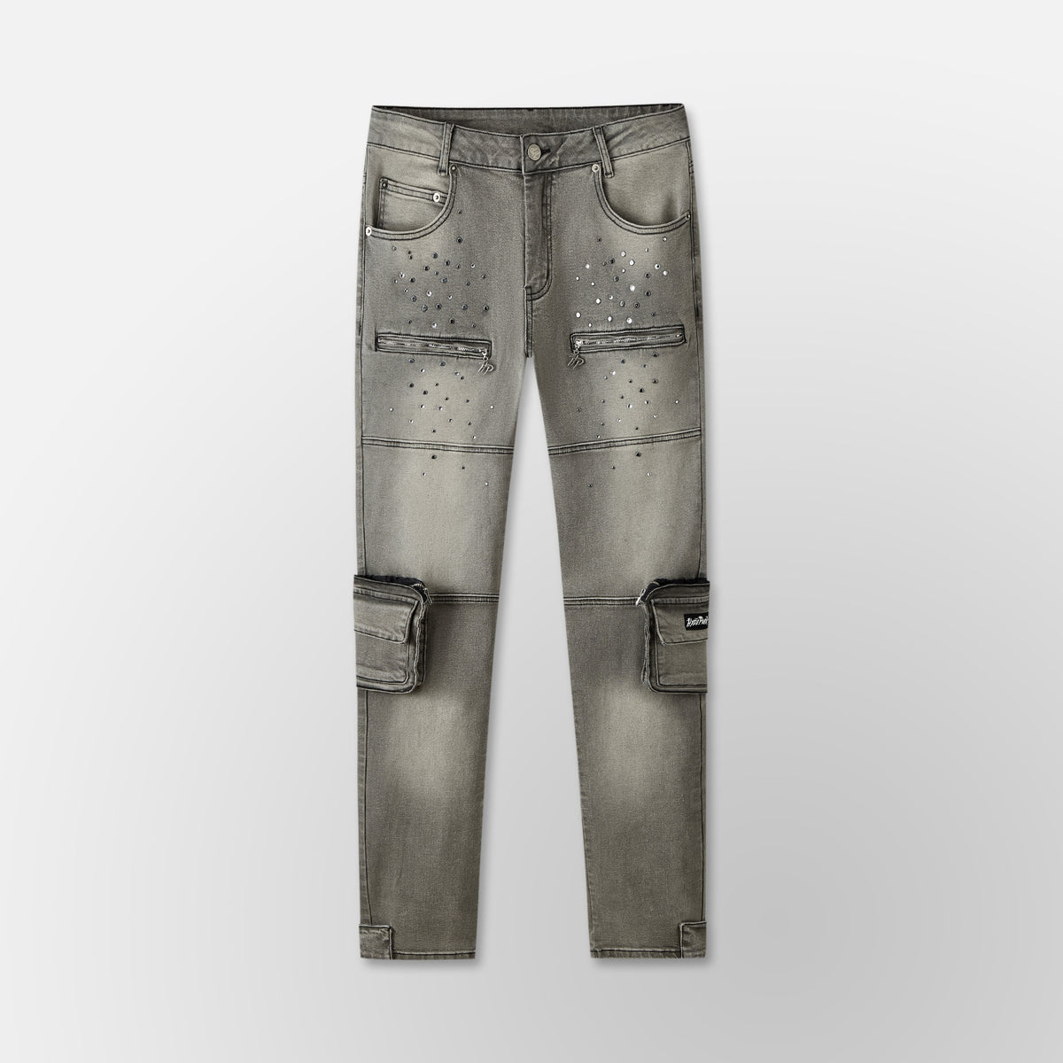Skinny Vintage Cargo Pants - Black Denim
