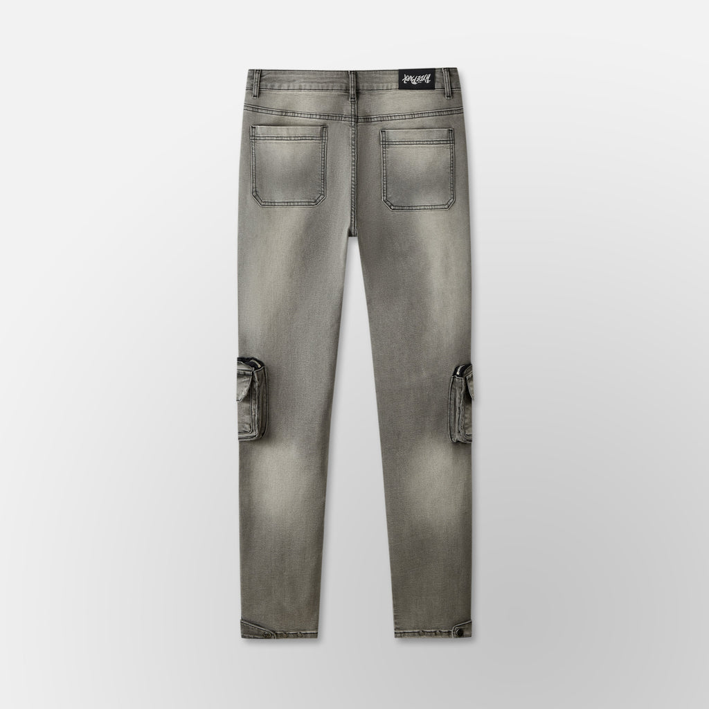 Skinny Vintage Cargo Pants - Black Denim
