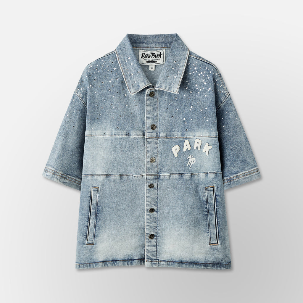 Studded Park Denim Work Shirt - Blue